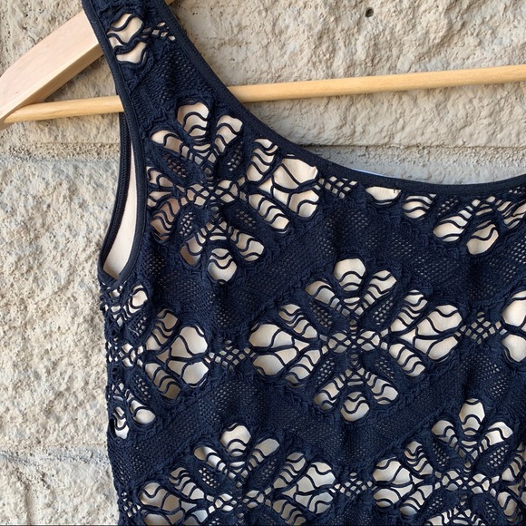 Bebe One Shoulder Crochet Slim Mini Dress - Picture 4 of 7